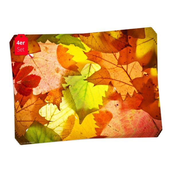 Bunte Blättervielfalt | Platzsets aus Premium-Vinyl 44 x 32 cm - 4 Stück