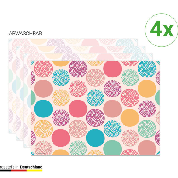 Buntes Polkamuster | Platzsets aus Premium-Vinyl 44 x 32 cm - 4 Stück