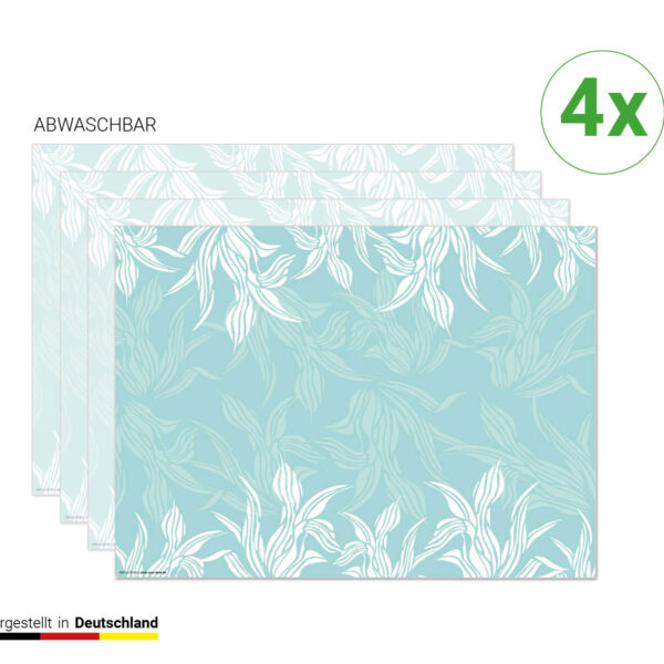 Florales Muster in Mint | Platzsets aus Premium-Vinyl 44 x 32 cm - 4 Stück