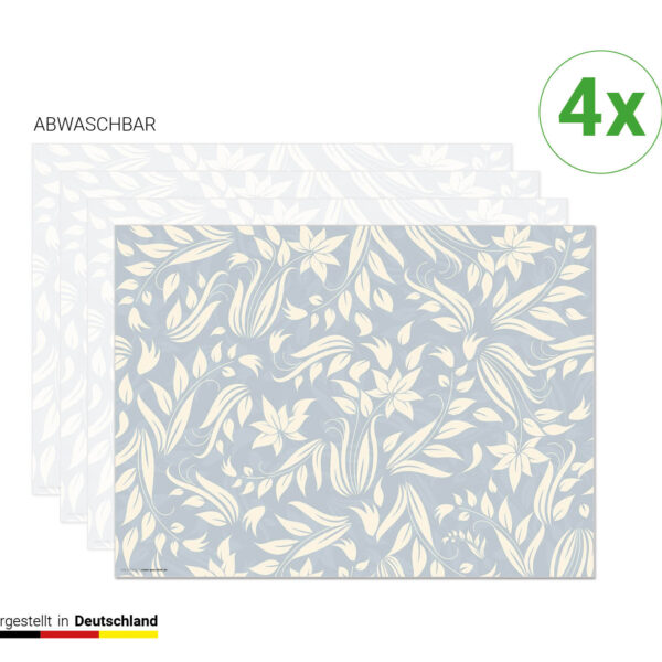 Florales Muster in Hellblau | Platzsets aus Premium-Vinyl 44 x 32 cm - 4 Stück
