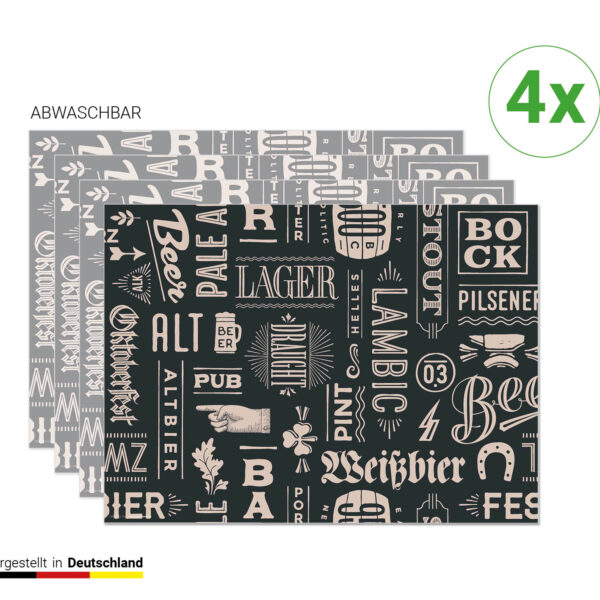 Biersorten | Platzsets aus Premium-Vinyl 44 x 32 cm - 4 Stück