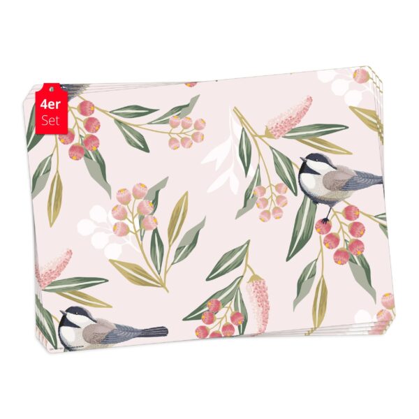 Meisen mit Beeren | Platzsets aus Premium-Vinyl 44 x 32 cm - 4 Stück