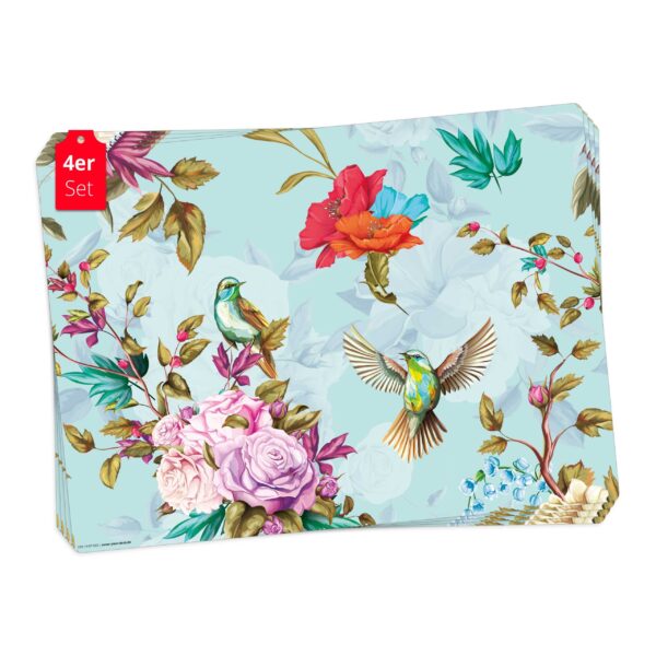 Buntes Vogelparadies | Platzsets aus Premium-Vinyl 44 x 32 cm - 4 Stück