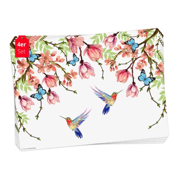 Kolibris und Schmetterlinge | Platzsets aus Premium-Vinyl 44 x 32 cm - 4 Stück