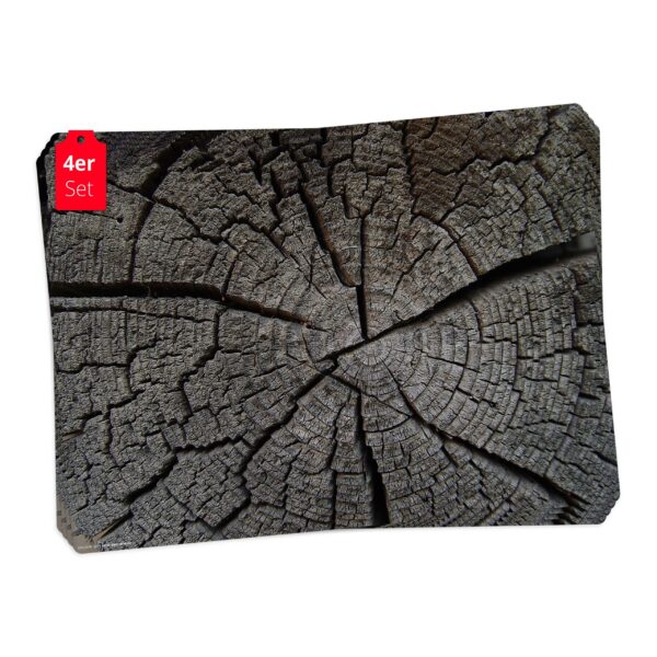Baumstumpf Holztextur - Tischsets | Platzsets aus Premium-Vinyl 44 x 32 cm - 4 Stück