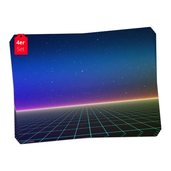 Retro Synthwave - Tischsets | Platzsets aus Premium-Vinyl 44 x 32 cm - 4 Stück