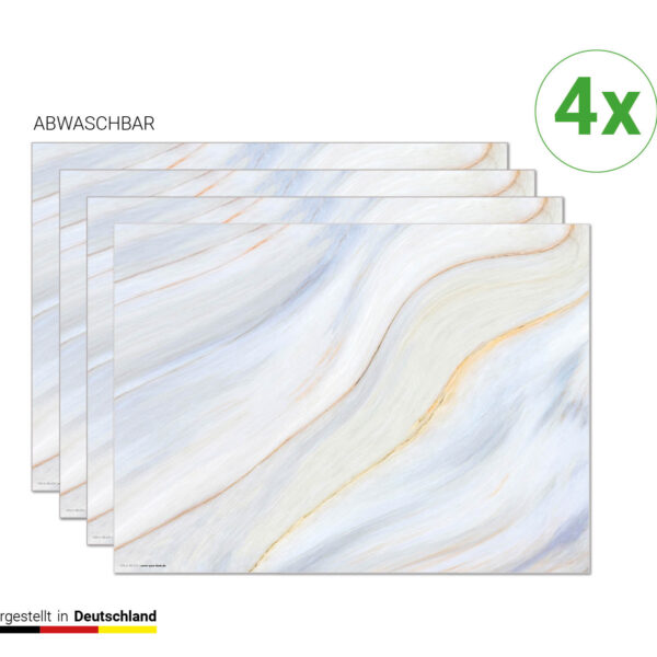Cremefarbener Marmor - Tischsets | Platzsets aus Premium-Vinyl 44 x 32 cm - 4 Stück