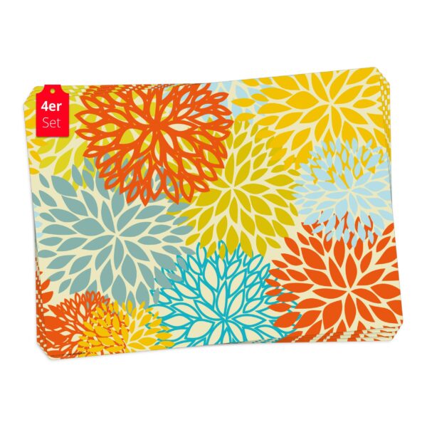 Bunter Löwenzahn | Platzsets aus Premium-Vinyl 44 x 32 cm - 4 Stück